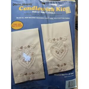 Creative Moments Candlewick Kit 8273 Hearts Pair of Guest Towels 1983 Sealed New